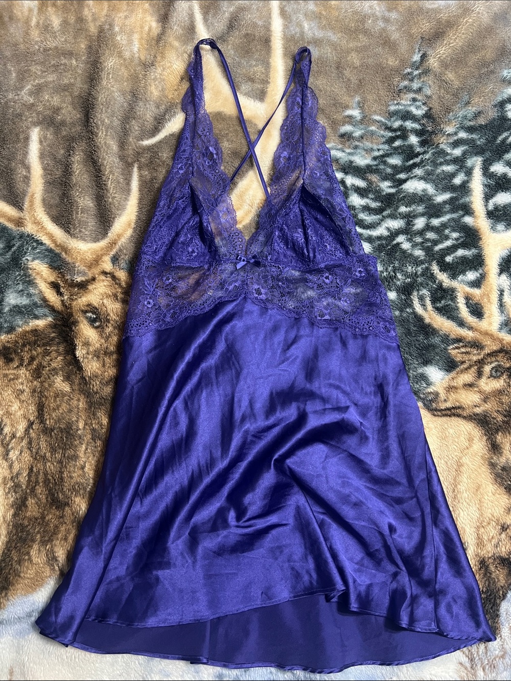 Victoria's Secret Purple Satin & Lace Chemise